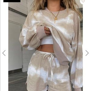 In The Clouds Taupe Shorts and Sweatshirt Set